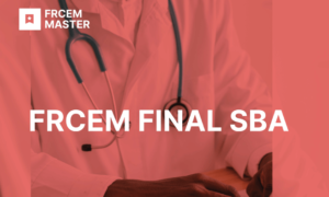 Doctor preparing for FRCEM Final SBA exam with stethoscope around neck