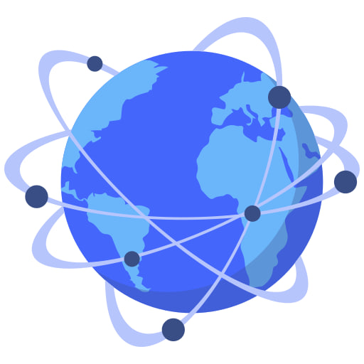 Global Followers Icon - MRCEMMASTER Icon representing global followers, featuring a globe with user symbols around it to symbolize a worldwide audience and community engagement.